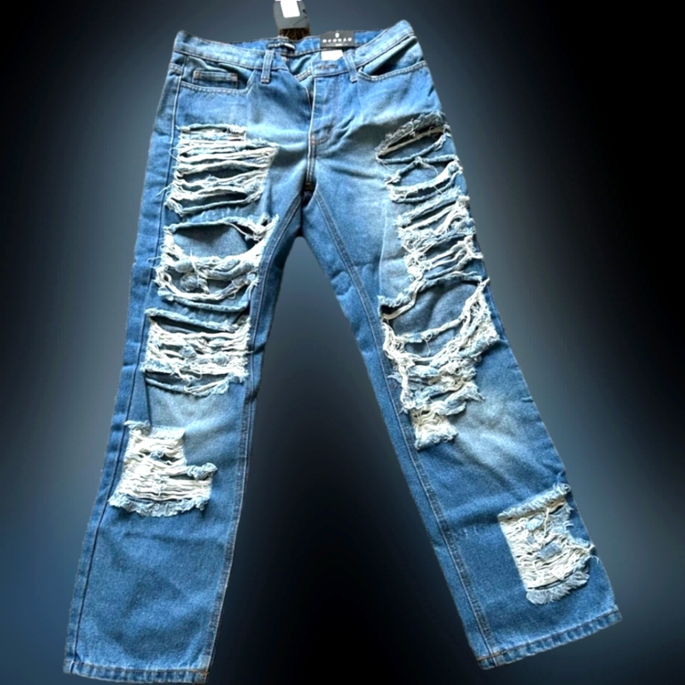 Distressed Blue Jeans
